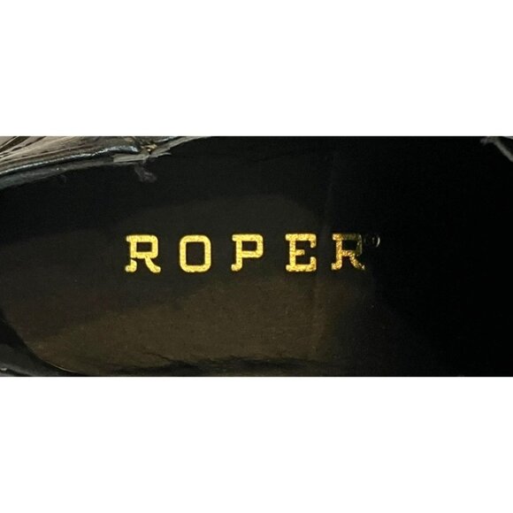 ROPER Sarah Leather Tooled-Inlay Embroidered Black/ Brown Ankle Boots Women-6.5 - Picture 11 of 16